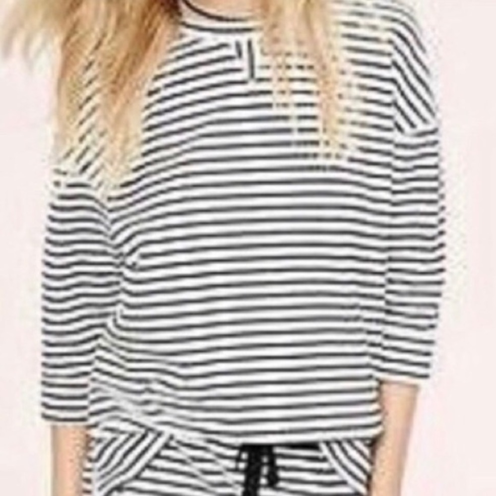 Lou & Grey Ottoman Stripe Popover Crew Neck Top XS
